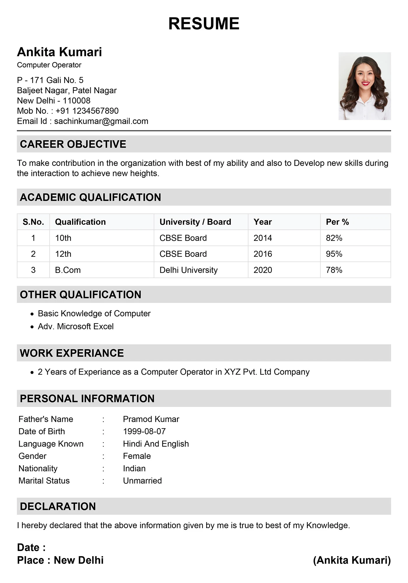 Job Resume